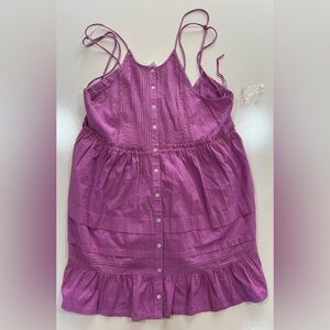 Free People Purple Tiered Button-Front Cami Dress